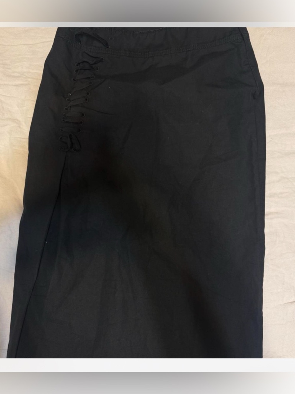 Black Lace-Up Midi Skirt Gucci